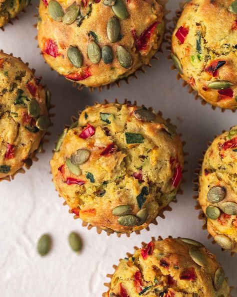 Vegan Savoury Muffins https://www.rainbownourishments.com/vegan-savoury-muffins/ Vegan Blw, Vegan Savoury Muffins, Fasting Meals, Blw Ideas, Savory Muffins Recipes, Oat Breakfast, Vegan Quiche, Savoury Muffins, Veggie Muffins