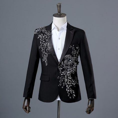 Crystal Embroidery, Pieces Men, Bar Wedding, England Style, Prom Suits, Flat Collar, England Fashion, Fashion Suits, Wedding Suit