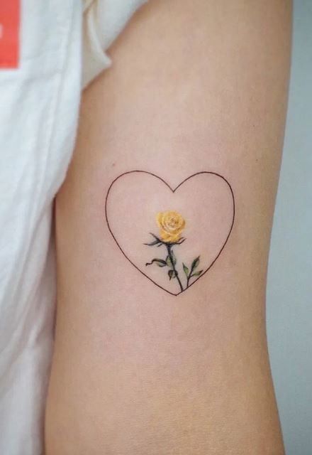 Yellow Heart Tattoo, Yellow Roses Tattoo, Yellow Rose Tattoo, Rose Heart Tattoo, Yellow Rose Tattoos, Rose Tattoo Meaning, Fox Tattoo Design, Rose Tattoos For Women, Tattoo Meanings