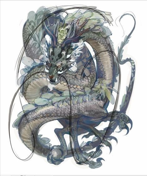 Asian Dragon Concept Art, Eastern Dragon Concept Art, Asian Dragon Character Design, Eastern Dragon Art, Nature Dragon, Dragon Anatomy, Eastern Dragon, Dragon Artwork Fantasy, Beast Creature