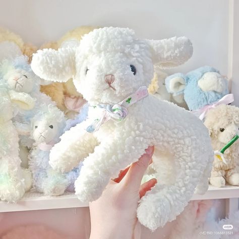 Old Stuffed Animal Aesthetic, Sheep Plushies, Lamb Plushie, Stuffed Lamb Toy, Lamb Stuffed Animal, Lamb Plush, Baby Lamb, Plushie Patterns, Vintage Mermaid