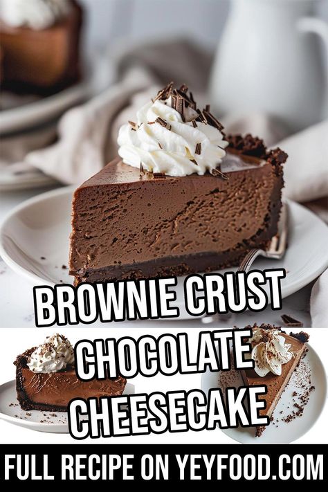 Brownie Crust Chocolate Cheesecake - Yeyfood.com: Recipes, cooking tips, and kitchen hacks for home cooks of all levels Cheesecake Crust Ideas, Chocolate Crust Cheesecake, Weeknight Desserts, Chocolate Brownie Cheesecake, Best Chocolate Cheesecake, Brownie Crust, Cinnamon Bread Easy, Dark Chocolate Cheesecake, Chocolate Cheesecake Recipe