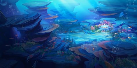 Ocean Concept Art, Sea Illustration, Color Script, Underwater Art, Greek Mythology Art, Ocean Landscape, Mythology Art, Art Courses, Fantasy Art Landscapes