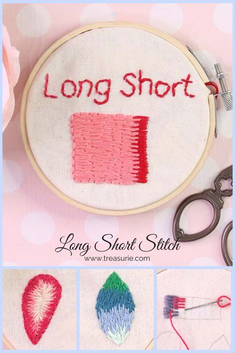 Long And Short Stitch Tutorial, Flower Shading, Long Short Stitch, Indian Embroidery Designs, Long And Short Stitch, Long Stitch, Macrame Wall Hanging Diy, Brazilian Embroidery, Thread Painting