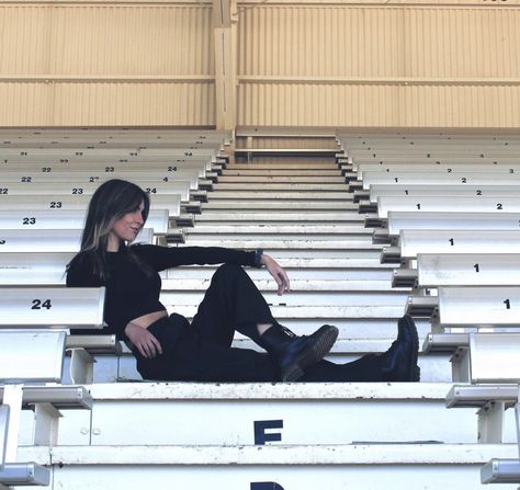 just having fun out side taking photos in the rodeo bleachers Bleacher Senior Pictures, Bleachers Photoshoot, In My Reputation Era, Sports Team Photography, Reputation Era, Team Photography, Cute Friend Photos, Color Guard, Bleachers