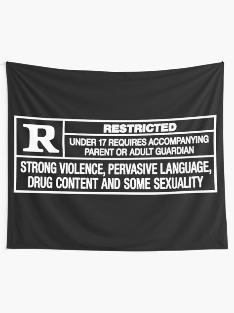 "Rated R" Tapestry by PKHalford | Redbubble Rap Tapestry, Stoners Room Decor, Apartment Tapestry, Party Basement College, Pothead Bedroom Decor, Grunge Tapestry, Cool Tapestries, Stylish Bedroom Decor, Funny Tapestry