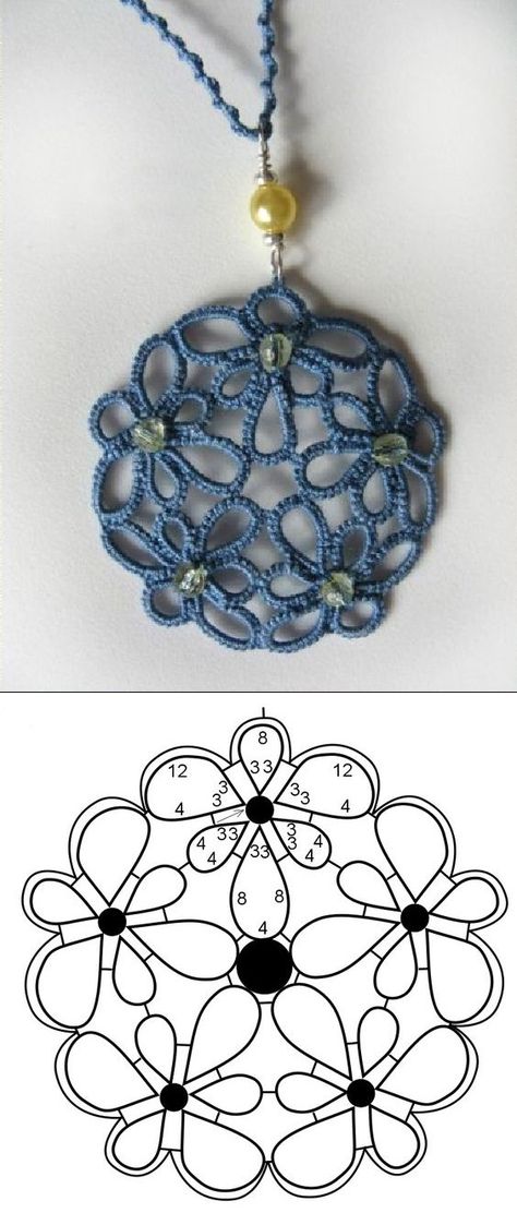 Tatting - Lilium Pendant Tatting Lace Pattern Free, Tatting Lace Pattern, Needle Tatting Tutorial, Tatting Ideas, Tatting Patterns Free, Tatting Necklace, Needle Tatting Patterns, Shuttle Tatting Patterns, Tatting Tutorial