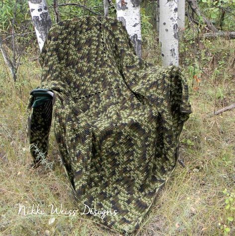 Crochet Camo Hunter Man Cave Blanket | Craftsy Camo Crochet Blanket, Hunter Man Cave, The Woodsman, Hunting Theme, Crochet Ripple Blanket, Ripple Blanket, Knitting Diy, Fall Crochet, Basic Stitches