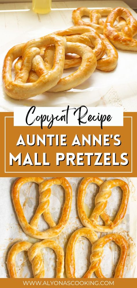 This is an exact copycat recipe of Auntie Anne’s Mall Pretzels! These soft pretzels taste just like what you can find in your local mall pretzel store. The best way to enjoy this buttery and soft pretzel is to dip it into warm cheddar cheese sauce or make your own sweet mustard dip! Mall Pretzels, Auntie Anne, Mustard Dip, Soft Pretzel Recipe, Cheddar Cheese Sauce, Homemade Pretzels, Homemade Soft Pretzels, Homemade Bread Recipes Easy, Soft Pretzel