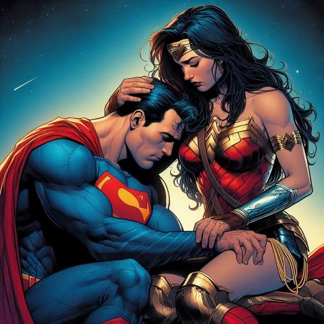 Always here for you. Superman Wonder Woman Couple, Wonder Woman And Superman, Superman Love, Superman And Wonder Woman, Dc Couples, Comic Inspiration, Superman Wallpaper, Modern Dresses, Wonder Woman Art