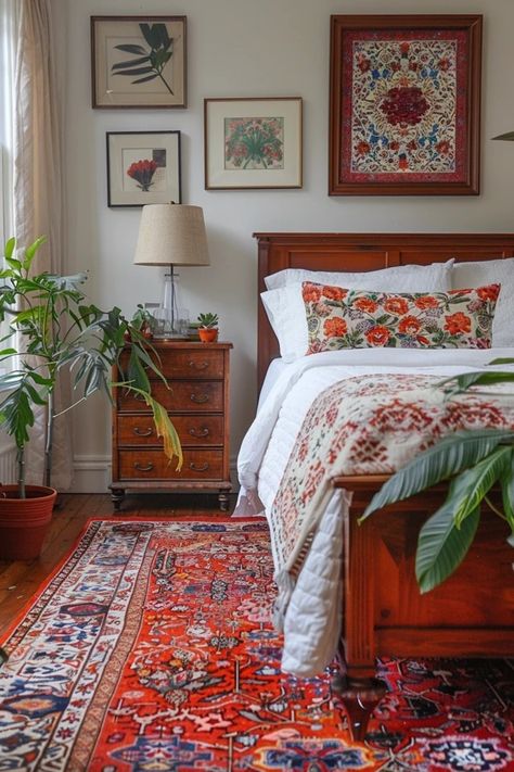 Bring a sense of bohemian romance to your bedroom with soft fabrics, muted tones, and vintage-inspired decor. Muted Colorful Bedroom, Traditional Eclectic Bedroom, Vintage Eclectic Bedroom, Blue Boho Bedroom Ideas, Blue Boho Bedroom, Girly House, Traditional Eclectic, Boho Bedroom Design, Boho Bedroom Ideas