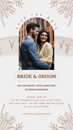 Save The Date Ideas For Weddings Indian, Virtual Wedding Invitations, Wedding Ecards, Zoom Wedding, Save The Date Ideas, Virtual Invitations, Virtual Wedding, Adobe Photoshop Design, Floral Wedding Invitation Card