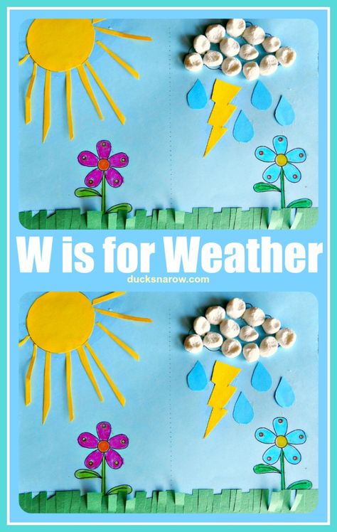 W is for Weather Preschool Craft & Lesson - 2021 - Ducks 'n a Row W Is For Weather, Weather Preschool, Marshmallow Clouds, Preschool Weather, Weather Crafts, April Crafts, Weather Theme, Preschool Craft, Writing Blog