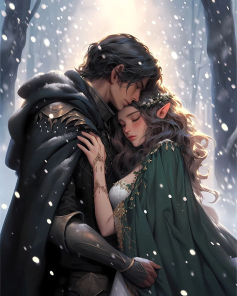 Male Faerie Art, Aphrodite Art, Fantasy Romance Art, Male Elf, Winter Couple, Faery Art, Secret Wedding, Elf Art, Fantasy Couples