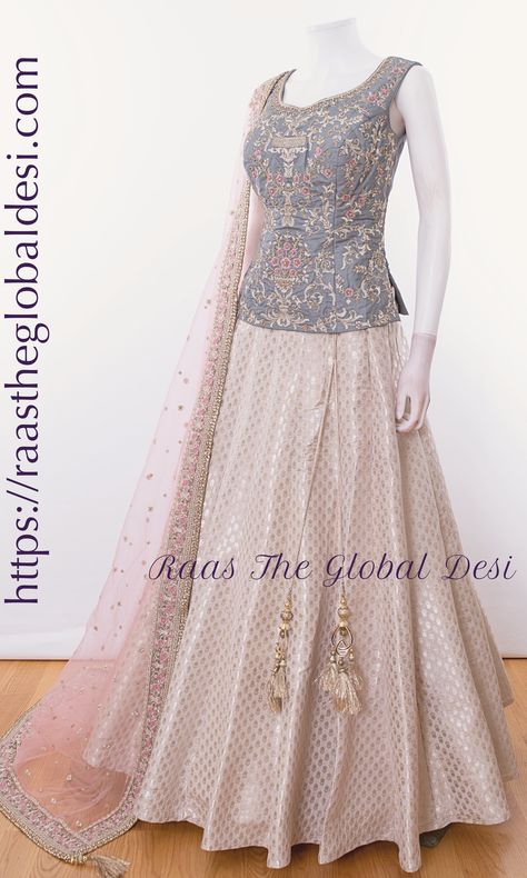 Long Blouse Designs, Unique Wardrobe, Global Desi, Choli Dress, Lehenga Gown, Lehnga Dress, Lehenga Blouse Designs, Choli Designs, Lehenga Choli Online