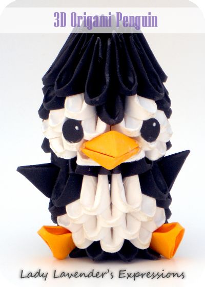 3D Origami Penguin. This is a very fun 3D Origami "pattern" to make. It's not too hard although it is a bit time-consuming. See my original post here: http://ladylavendersexpressions.blogspot.com/2013/05/crafty-creations-3d-origami-penguin.html Post It Origami, Origami Hard, 3d Origami Swan, Origami Penguin, Origami Paper Folding, Origami Swan, Penguin Crafts, Origami Fish, Origami And Kirigami