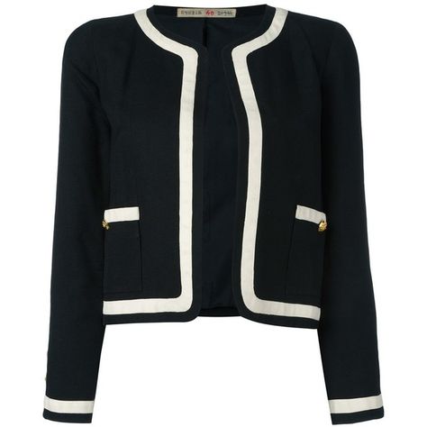 Pre-owned Chanel Vintage contrast stripe jacket ($1,280) ❤ liked on Polyvore featuring outerwear, jackets, black, striped jacket, chanel jacket, vintage jackets, cotton jacket and stripe jacket Chanel Coats, Chanel Blazer, Chanel Style Jacket, Mode Chanel, Jackets Black, Chanel Jacket, Straight Jacket, Mode Jeans, Long Sleeve Jacket