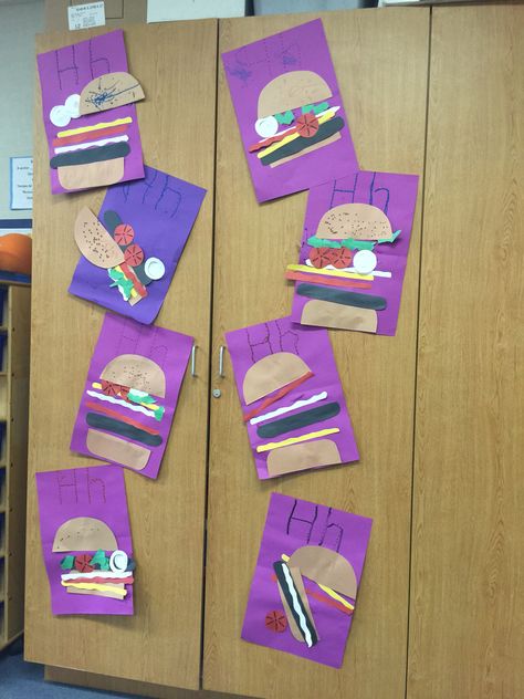 H is for Hamburgers Hamburger Crafts For Kids, Friendship Week, Hamburger And Fries, Restaurant Themes, Community Helpers, Sorting Activities, Kindergarten Activities, Craft Activities, Fine Motor