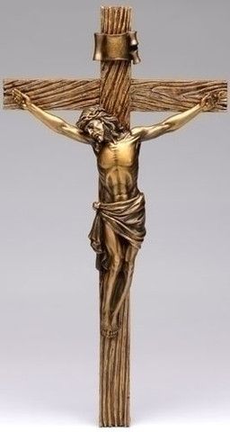 Jesus Antique Style Gold Wall Crucifix Large size 20" Tall Bronze Wall, Wall Cross, Spiritual Decor, Ancient Symbols, Wall Crosses, Gold Walls, Catholic Faith, Antique Style, Antique Gold