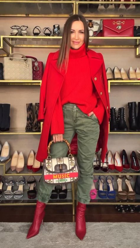 Red Outfit Winter, Red Blazer Outfit, Red Sweater Outfit, Outfits For Women Over 50, 20 Outfits, Jeans Outfit Fall, Combination Fashion, Outfit Red, Fall Jeans