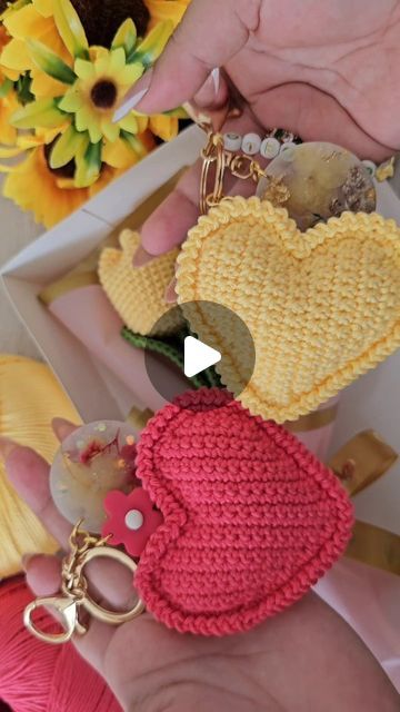 Cute Crochet Keychains, Crochet Heart Keychain, Crochet Keychain Ideas, Crochet Bears, Amigurumi Keychain, Crochet Keychain Pattern, Crochet Videos Tutorials, January 3, Heart Keychain