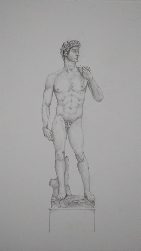 David Michelangelo Drawing, David By Michelangelo, Artist Research Page, Art Essay, A Level Art, A4 Paper, Mechanical Pencils, Rococo, Pencil Drawings