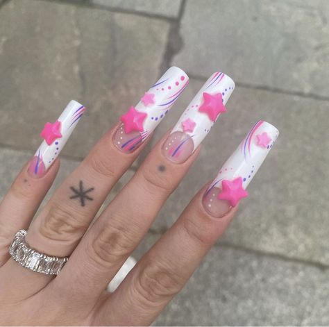 Gelextensions Nails, Y2k French Tip, Junk Nails, Bunny Nails, French Tip Acrylic Nails, Y2k Nails, Bling Acrylic Nails, Kawaii Nails, Hot Nails