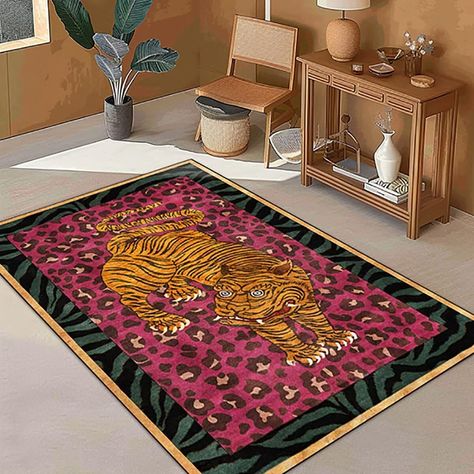 PRICES MAY VARY. 🐆【STAIN-RESISTANT AND NON-SHEDDING】：Made of top-grade polyester fiber, the cheetah printed rug is ultra soft, cuddly, durable and skin-friendly. It’s nonslip cruelty free and anti-static. These cute rugs are high degree of authenticity for excellent gloss, chic style, soft texture. ⭐Perfect For Any Room: Leading home furnishing fashion - The cozy rug is suitable for many indoor occasions, such as living room, bedroom, children's room, and nursery. Our thick faux rug is a nice g Tiger Carpet, Cheetah Print Rug, Boho Animal Print, Leopard Print Rug, Leopard Rug, Area Rug For Bedroom, Tiger Rug, Cozy Rugs, Carpet For Living Room