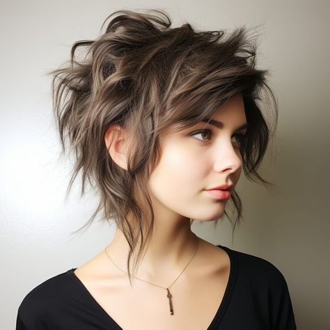 Modern Short Shag, Rocker Hair, Short Shaggy Haircuts, Crop Haircut, Short Shag Haircuts, Shaggy Haircuts, Shag Haircuts, Short Shag, Messy Short Hair