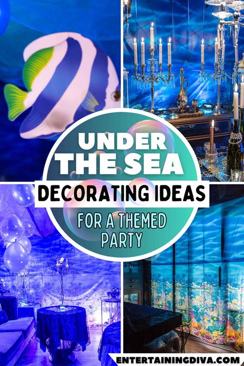 Under The Sea Decorating Ideas For A Themed Party | Under The Sea Party Under The Sea Centerpiece Ideas Diy, Under The Sea Halloween Decorations, Under The Sea Adult Party, Under The Sea Prom Theme, Diy Under The Sea Decorations, Under The Sea Quinceanera Theme, Sea Party Theme, Under The Sea Party Ideas, Underwater Theme Party