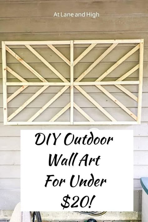 Learn how to create amazing Outdoor Wall Art for a blank wall on your home that doesn't break the bank! Diy Wall Decor Outdoor, Outdoor House Decor Wall, Diy Garden Wall Art, Outdoor House Wall Decor, Decorative Outdoor Wall Ideas, Exterior Wall Art Ideas, Outdoor Wood Wall Art, Outdoor Wood Art, Diy Outdoor Wall Art Ideas