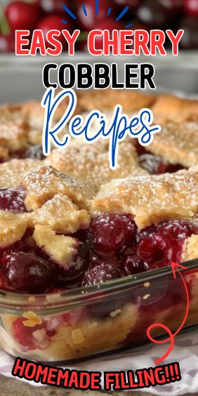 Easy Cherry Cobbler Recipe Cherry Cobbler With Frozen Cherries, Cherry Cobbler Recipe Easy, Fresh Cherry Recipes Easy, Cherry Crisp Recipe With Fresh Cherries, Fresh Cherry Desserts, Cobbler Crust Recipe, Cherry Recipes Easy, Homemade Apple Cobbler, Cherry Crisp Recipe