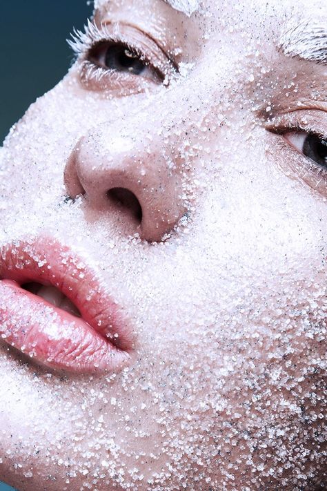 Why Ice Cold Skincare Is The Secret To Healthy Skin | British Vogue Ice On Face Aesthetic, Winter Beauty Photography, Ice Editorial, Gentiana Ffxv, Cold Photoshoot, Ice Photoshoot, Ice Makeup, Cold Photography, Cold Aesthetic