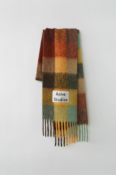 Gifts for a Sagittarius: Multi Check Scarf, Acne Studios ($280) Acne Scarf, Checkered Scarf, Check Scarf, Scarf Outfit, Patches Fashion, Checked Scarf, Green Scarf, Fall Scarves, Colorful Scarf