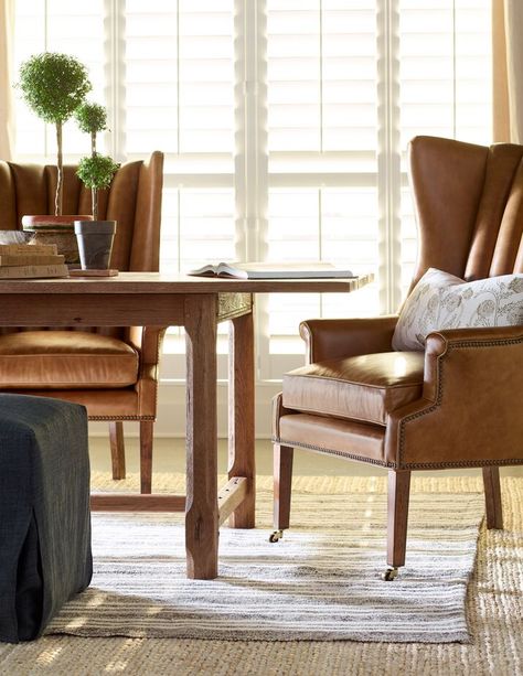 Accent Chairs 101 – One Kings Lane — Our Style Blog English Cottage Dining Room, Leather Wing Chair, Lauren Liess, Woodbridge Furniture, Slipper Chairs, Luxury Chairs, Farm Tables, Extension Dining Table, Wing Chair