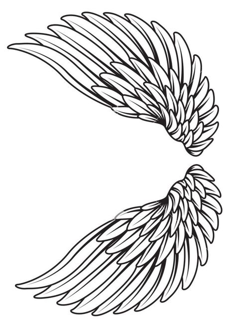 Beautiful Wings Tattoo, Wing Tattoo Stencil, Tattoo Templates Stencil, Angel Wings Tattoo Stencil, Tattoo Angel Wings, Drawing Wings, Winged Stencil, Tatoo Dog, Tattoo Angel