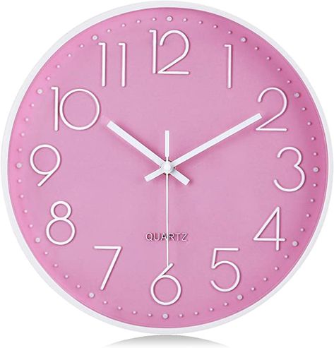 Lafocuse 3D Numbers Pink Modern Wall Clock for Home Decor 12 Inch, Horloge Murale Kitchen Wall Clock Silent Non Ticking Battery Operated Living Room Bedroom Office 3d Numbers, Kitchen Wall Clock, Room Bedrooms, Bedroom Girl, 3d Wall Clock, Toddler Bedroom, Digital Wall Clock, Youth Room, Diy Clock Wall