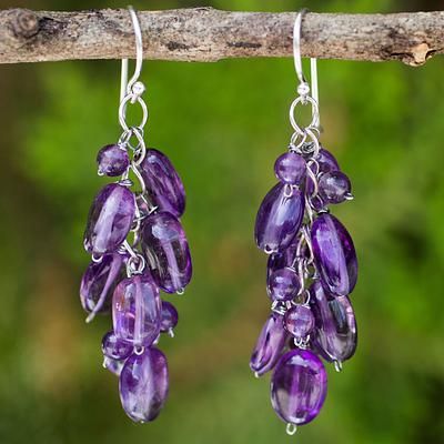 Amethyst cluster earrings, 'Violet Clouds'. Shop from #UNICEFMarket and help save the lives of children around the world. Violet Clouds, Printed Jewelry, Best Jewelry Stores, Amethyst Cluster, Earring Crafts, Amethyst Beads, Amethyst Earrings, Cluster Earrings, Lovely Earrings