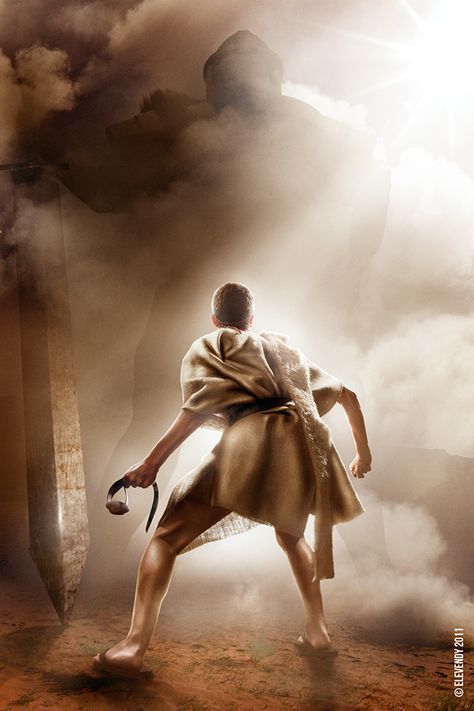 David Bible, Biblical Artwork, David Goliath, Christian Illustration, Christian Backgrounds, David And Goliath, Church Poster Design, Bible Images, Bible Illustrations