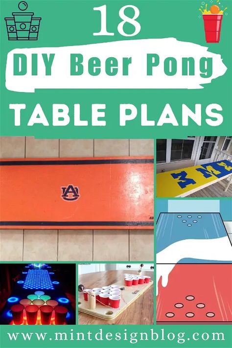 If you’re in charge of the next beer pong game or want to be this summer, check out these easy DIY beer pong table plans! Beer Pong Table Designs Ideas, Diy Beer Pong Table Paint Ideas, Mini Beer Pong, Diy Beer Pong, Diy Beer Pong Table, Beer Pong Table Designs, Pong Game, Diy Beer, Beer Pong Tables