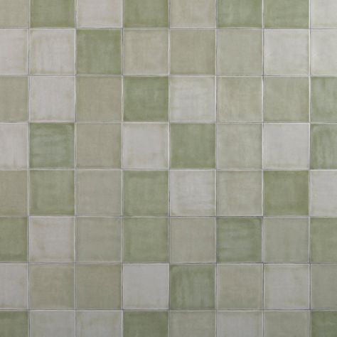 Villa | Zellige Saggia Matte Ceramic Tile, 5 x 5, Green, 0.32 Thick - Floor & Decor Patterned Tile Kitchen Backsplash, Green Handmade Tile, Green And White Tile Floor, Small Tile Backsplash, Tile Countertops Bathroom, Light Green Backsplash, Green Tile Kitchen Backsplash, Sage Green Bathroom Tiles, Green Tile Bathroom Floor