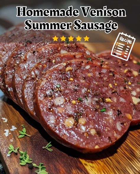 Classic Homemade Venison Summer Sausage - Luscious Recipes Homemade Deer Summer Sausage Recipes, Homemade Venison Pepperoni, Summer Sausage Seasoning Recipe, Homemade Venison Brats, Diy Venison Summer Sausage, How To Make Deer Summer Sausage, How To Make Venison Summer Sausage, How To Make Venison Not Gamey, Make Your Own Sausage Recipes