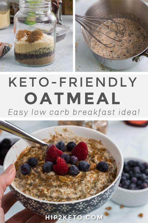 Oatmeal Breakfast Recipes, Choc Zero, Keto Oatmeal, Desayuno Keto, Breakfast Oatmeal, Warm Breakfast, Oatmeal Recipe, Hemp Hearts, Flax Seeds