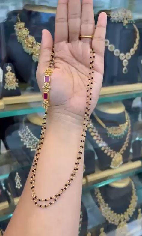 Nalla Pusalu Designs Latest, Nalla Pusalu Designs Latest Short, Baby Jewelry Gold, Black Beats, Gold Earrings For Kids, Ruby Wedding Rings, Ganesha Pendant, 1 Gram Gold Jewellery, Gold Pendent