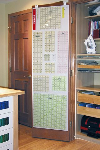 could use magnets on the inside of doors for storing the spellbinders dies and QK cookie cutter dies Ruler Storage, Ikea Sewing Rooms, Quilt Room Organization, Sewing Closet, Craftroom Storage, Quilt Sewing Room, Quilt Room, Sewing Room Inspiration, Craft Spaces