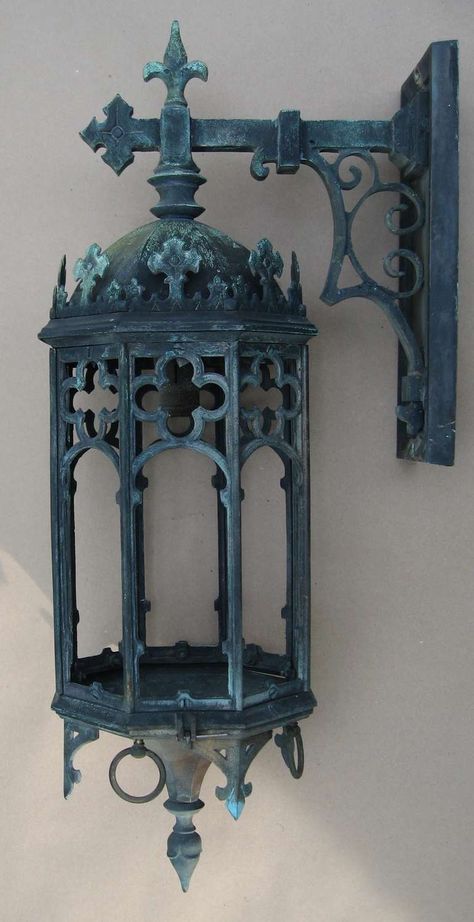 Large Antique Bronze Gothic Revival Lantern Gothic Furniture, Goth Home, Gothic Revival, Trendy Bedroom, Gothic Decor, Gothic Home Decor, Antique Wall Clock, Gothic Architecture, Diy Curtains