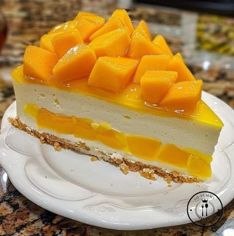 So Yummy Recipes Pineapple Mousse, Mango Pastry, Cheesecake Cake Recipes, Cheesecake No Bake, Mango Tango, Mango Cheesecake, Dairy Free Cream, Cheesecake Mousse, Cheesecake Cake