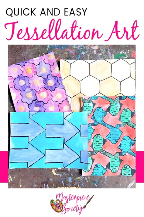 Bring art and math together with this fun tessellation art project. It’s a great way to explore patterns, tiling, and geometry! Easy Tessellation, Repetition Art, Math Art Projects, Tessellation Art, Art And Math, Art Supplies List, 7th Grade Art, Middle School Art Projects, Steam Education