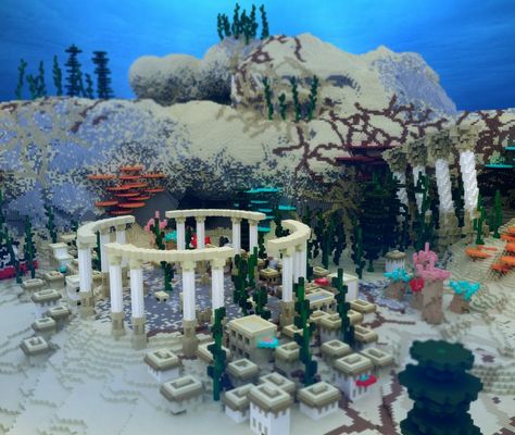 Atlantis Minecraft, Underwater Village, Minecraft Underwater House, Minecraft Aquarium, Minecraft Underwater, Village Minecraft, Underwater House, Underwater City, Cute Minecraft Houses