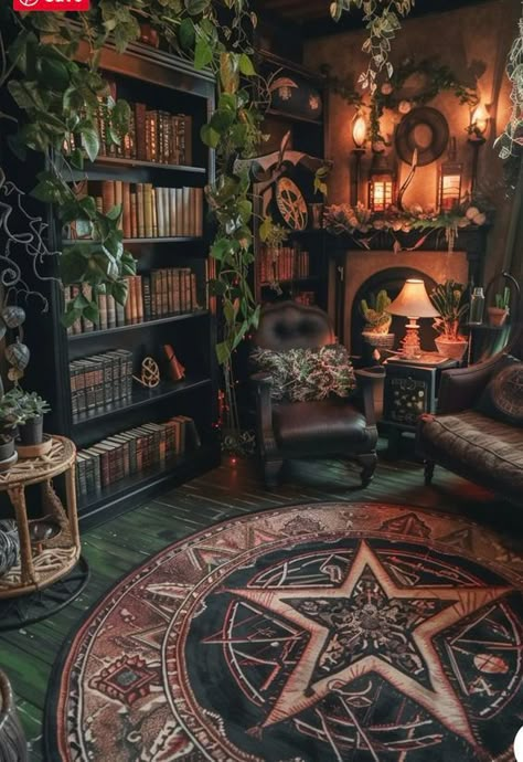 Witchy Living Room, Witchy House, Witchy Room, Witch Room, Witch Cottage, Dark Home Decor, Kitchen Ideas Dark, Kitchen Ideas Dark Cabinets, Cottage Interior